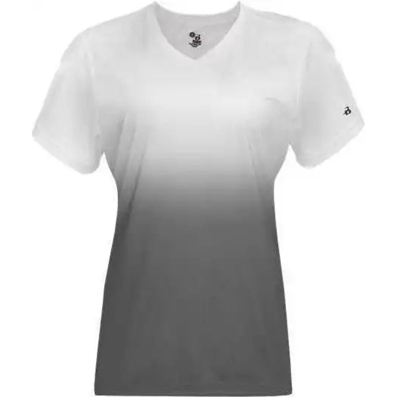 Badger Sport 4207 Ombre Women’s Tee – White Graphite