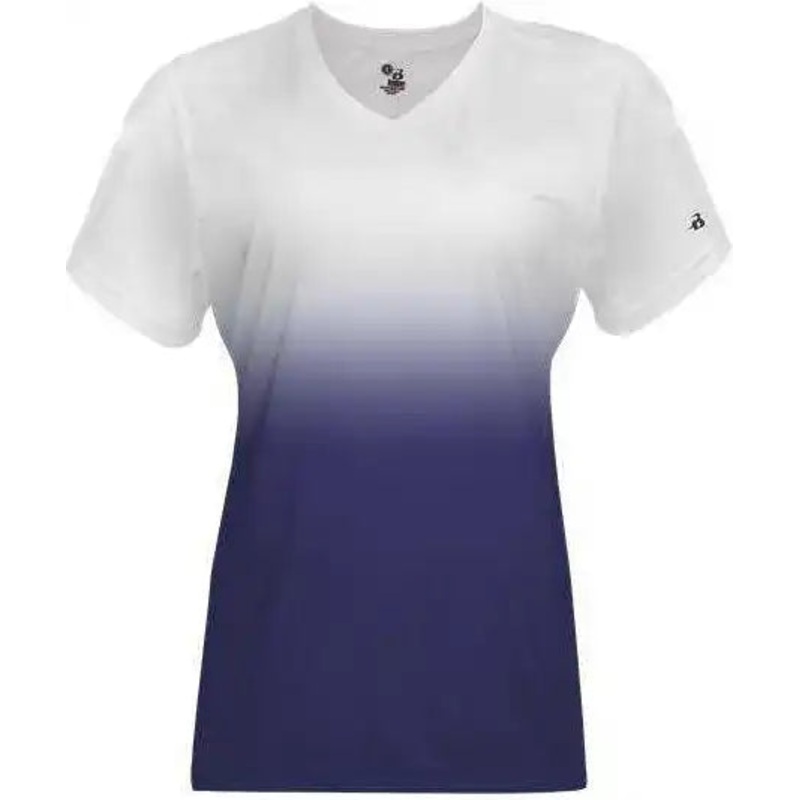 Badger Sport 4207 Ombre Women’s Tee – White Navy