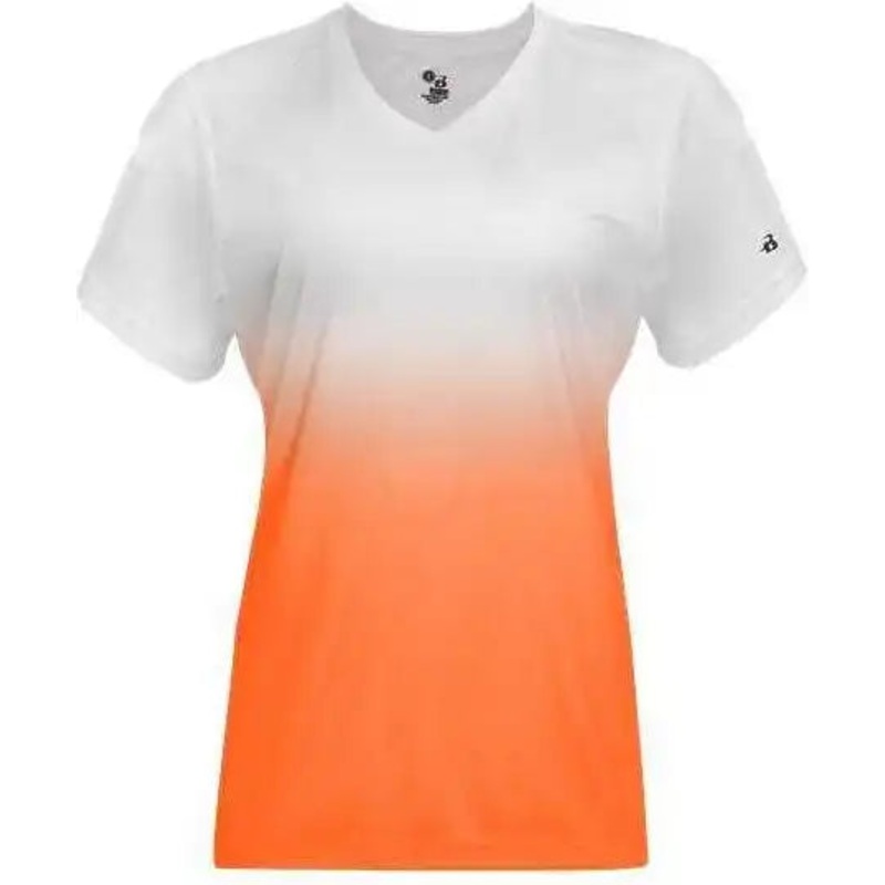 Badger Sport 4207 Ombre Women’s Tee – White Orange
