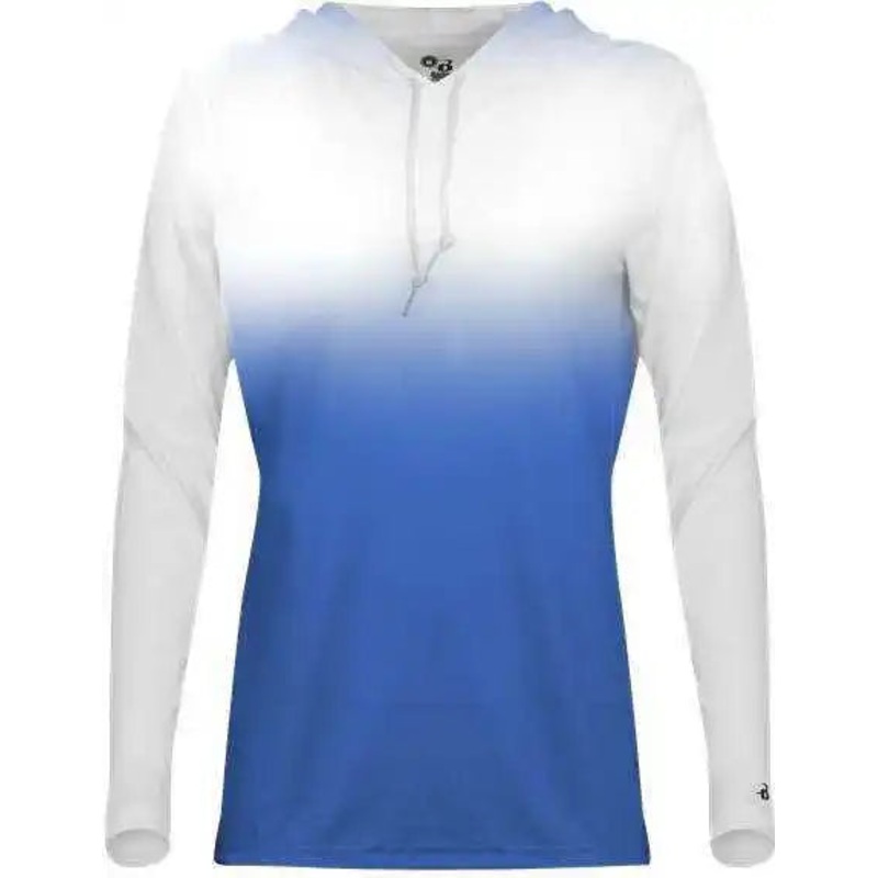Badger Sport 4208 Ombre Women’s Hoodie Tee – Royal White