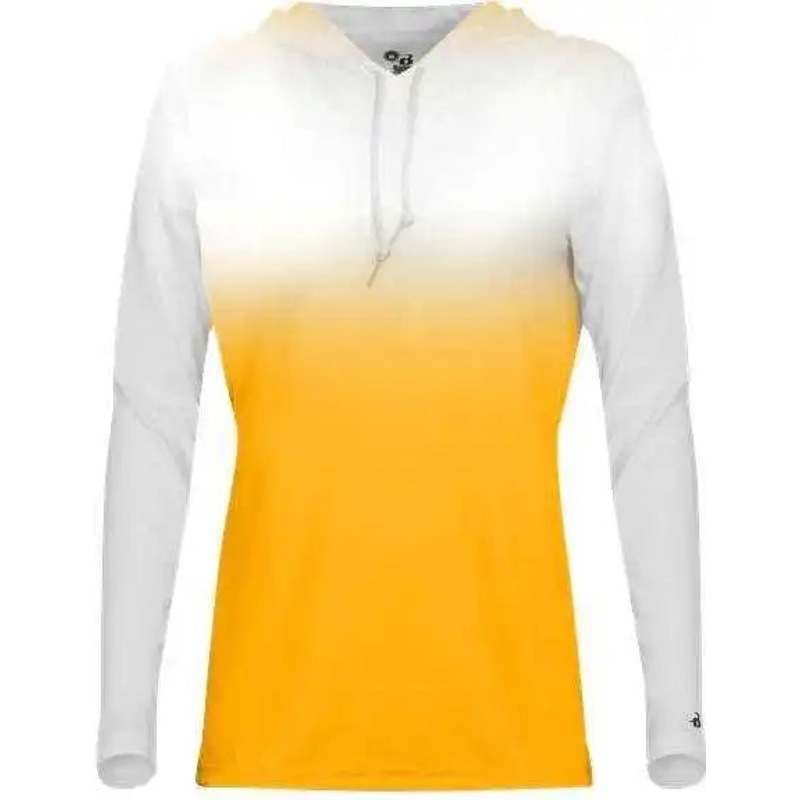 Badger Sport 4208 Ombre Women’s Hoodie Tee – White Gold