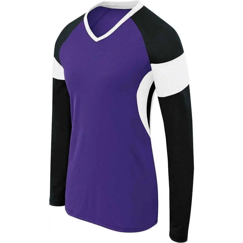 High Five 342143 Girls Long Sleeve Raptor Jersey  – Purple Black White