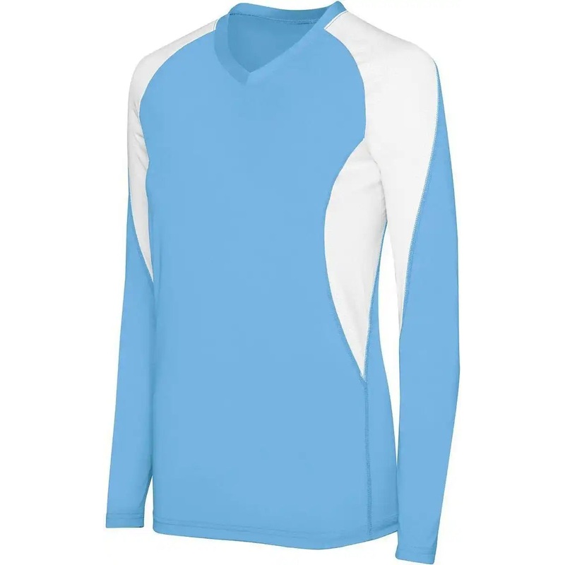 High Five 342182 Womens Long Sleeve Court Jersey  – Columbia Blue White