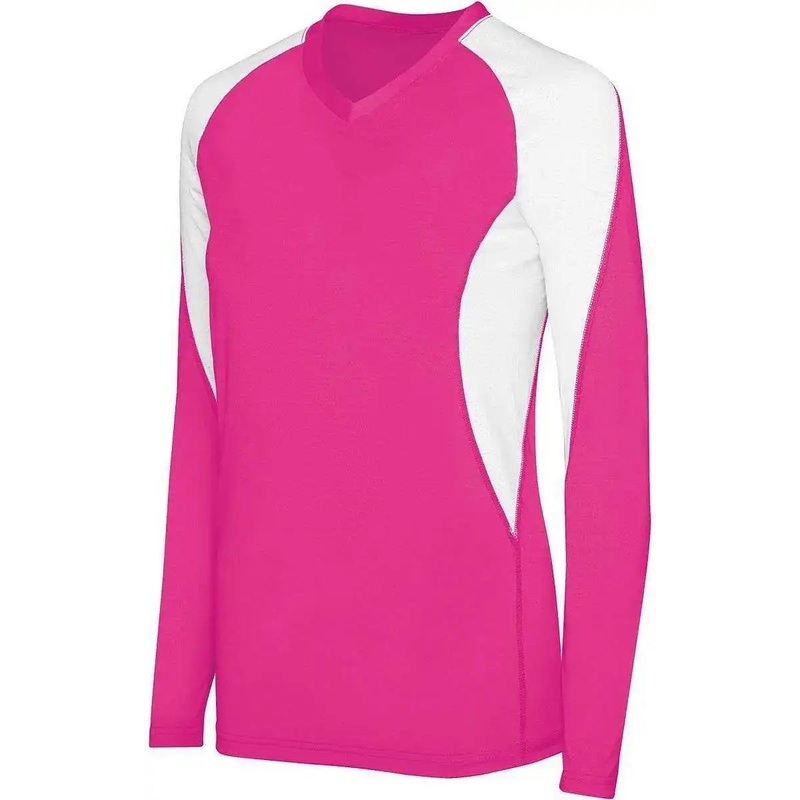 High Five 342182 Womens Long Sleeve Court Jersey  – Raspberry White