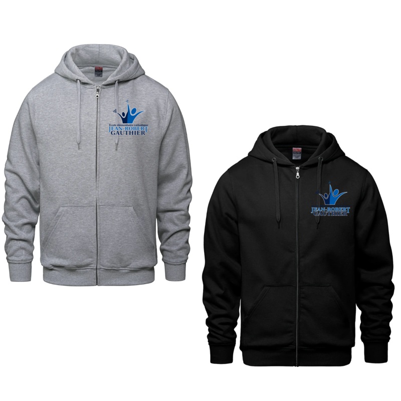JEAN-ROBERT GAUTHIER ATC COTTON FULL ZIP HOODIE ADULT OR YOUTH WITH EMBROIDERED LOGO