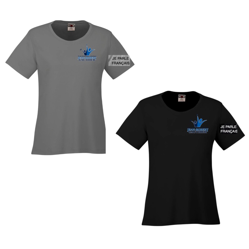 JEAN-ROBERT GAUTHIER LADIES DRYFIT SHIRT WITH LEFT CHEST HEAT PRESS