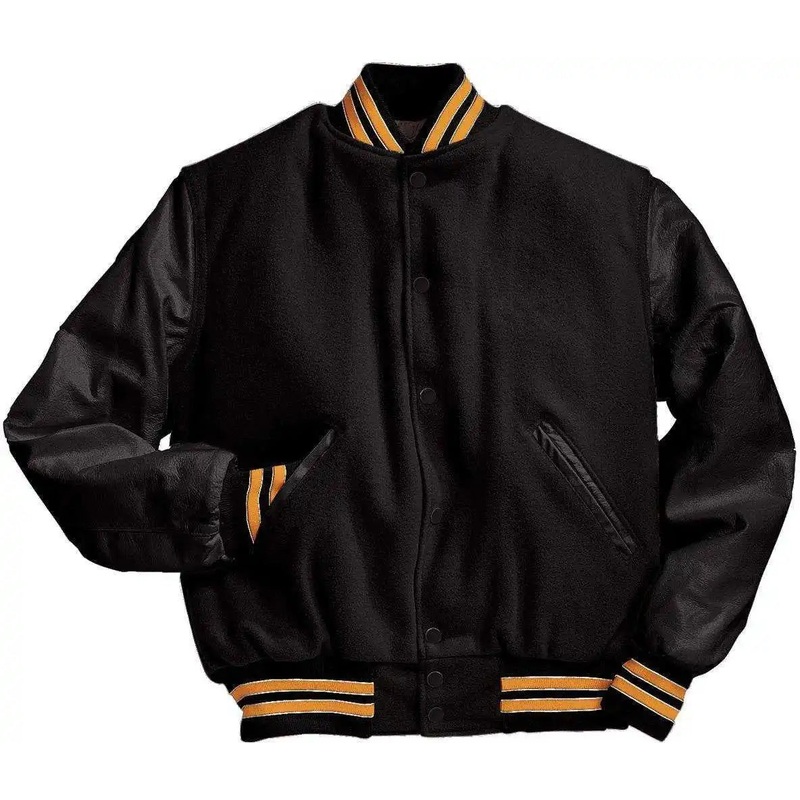Holloway 224183 Varsity (Wool, Leather Sleeves) – Bk Light Gold Wh