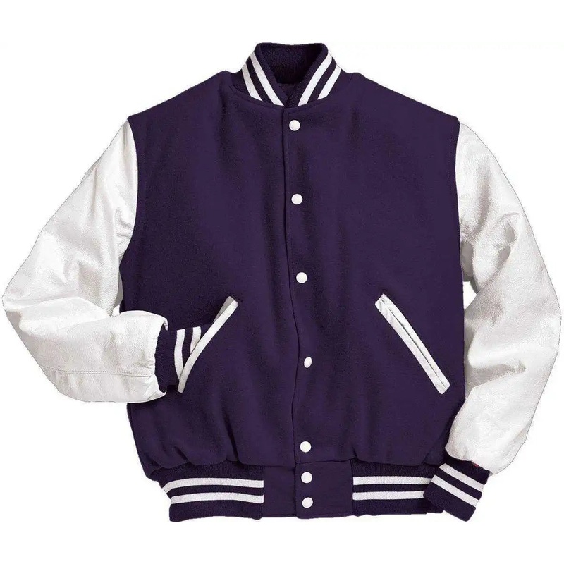 Holloway 224183 Varsity (Wool, Leather Sleeves) – Dark Purple Wh