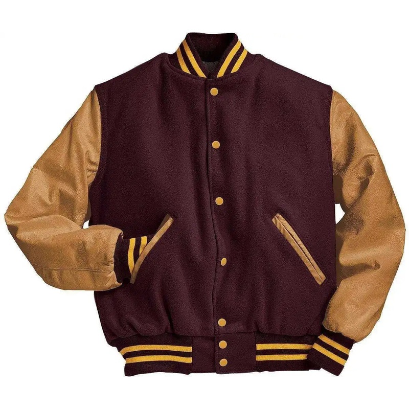Holloway 224183 Varsity (Wool, Leather Sleeves) – Maroon Light Gold