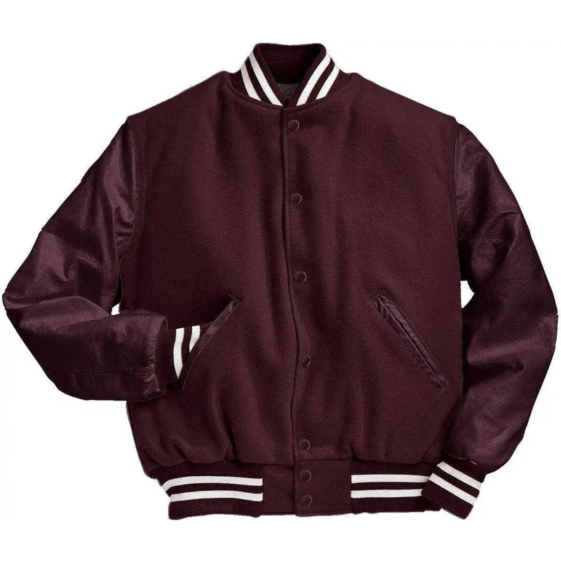 Holloway 224183 Varsity (Wool, Leather Sleeves) – Maroon Maroon Wh