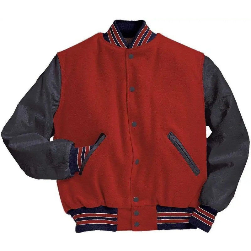 Holloway 224183 Varsity (Wool, Leather Sleeves) – Scarlet True Navy Wh