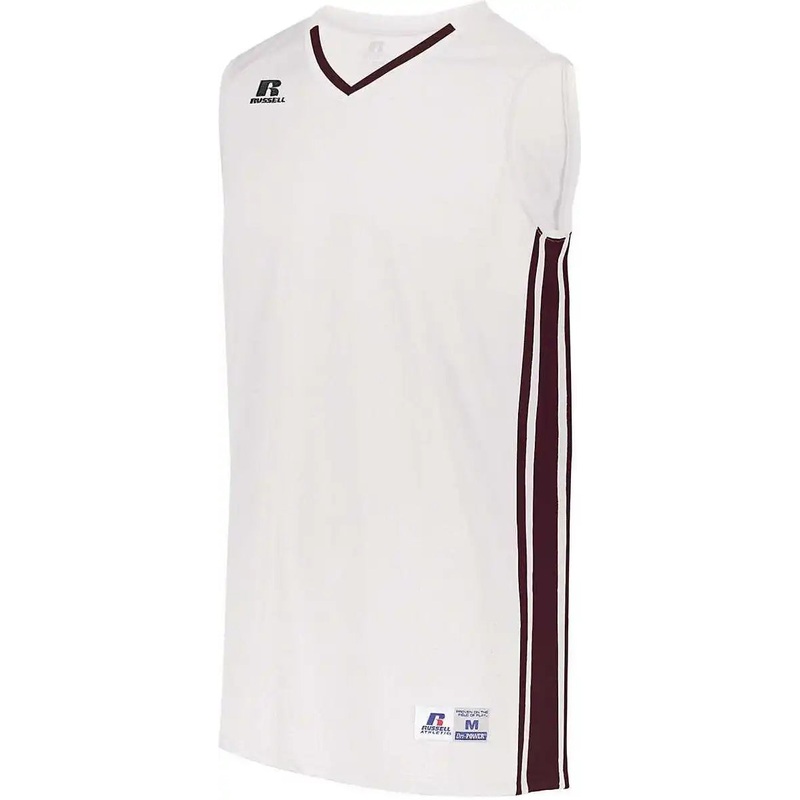 Russell 4B1VTB Youth Legacy Basketball Jersey – White Maroon