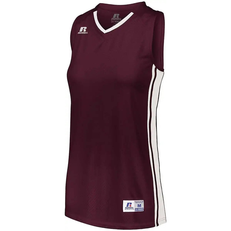 Russell 4B1VTX Ladies Legacy Basketball Jersey – Maroon White