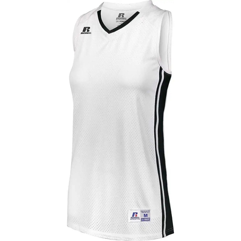 Russell 4B1VTX Ladies Legacy Basketball Jersey – White Black