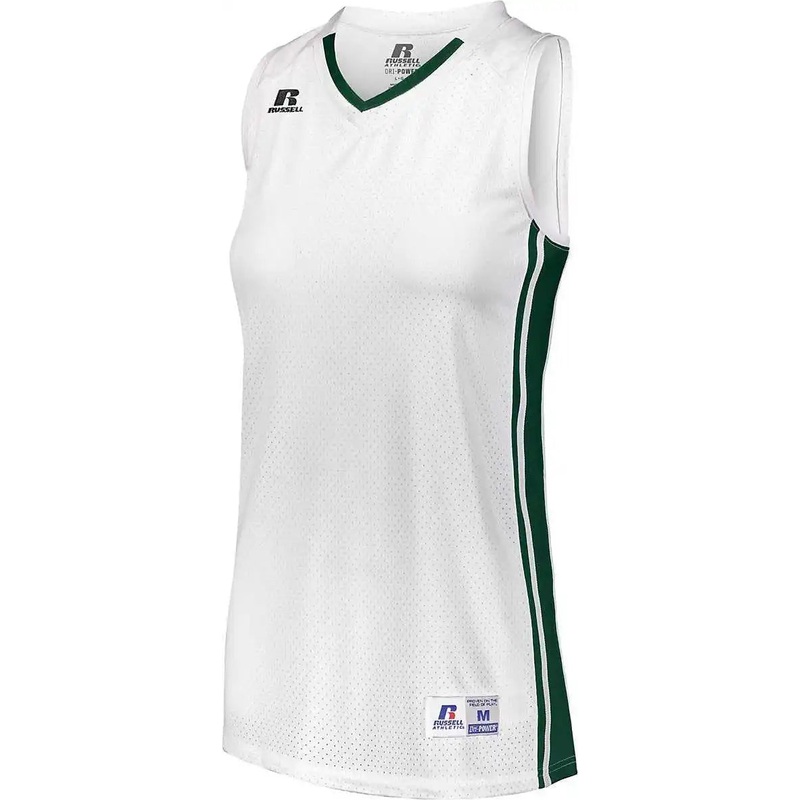 Russell 4B1VTX Ladies Legacy Basketball Jersey – White Dark Green