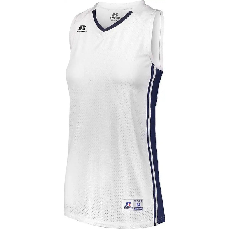 Russell 4B1VTX Ladies Legacy Basketball Jersey – White Navy