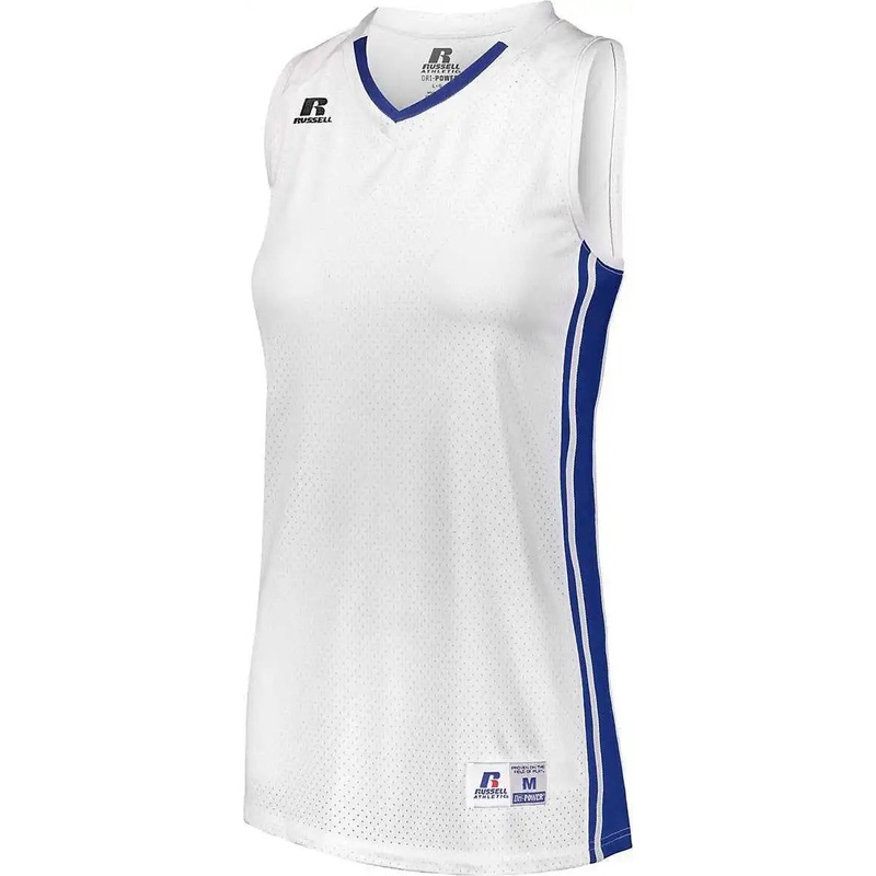Russell 4B1VTX Ladies Legacy Basketball Jersey – White Royal