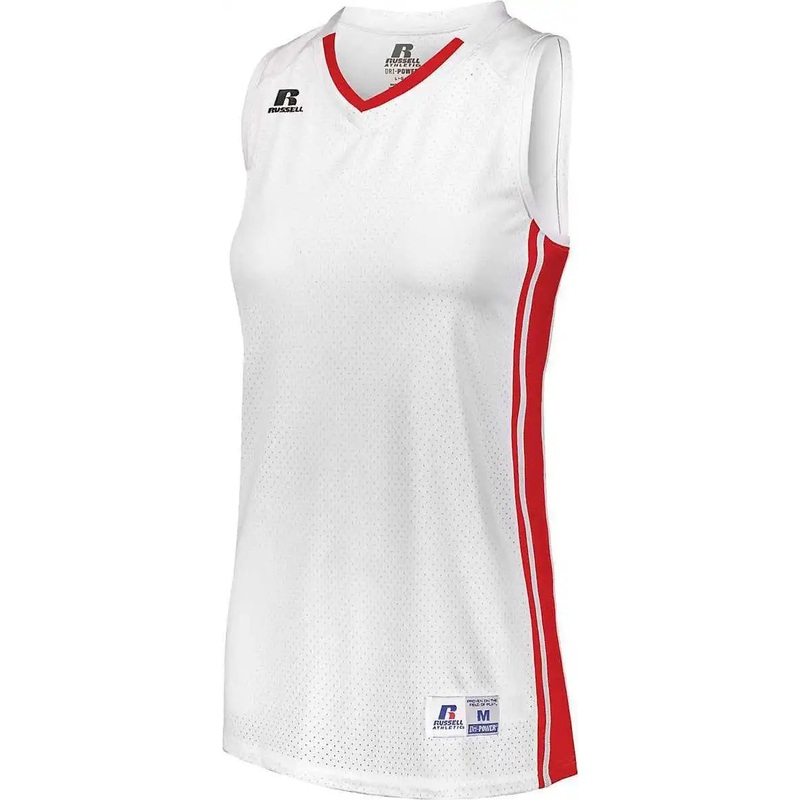 Russell 4B1VTX Ladies Legacy Basketball Jersey – White True Red