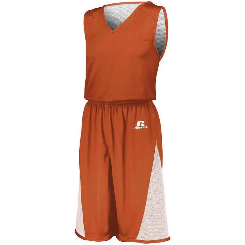 Russell 5R5DLM Undivided Single Ply Reversible Jersey – Burnt Orange White