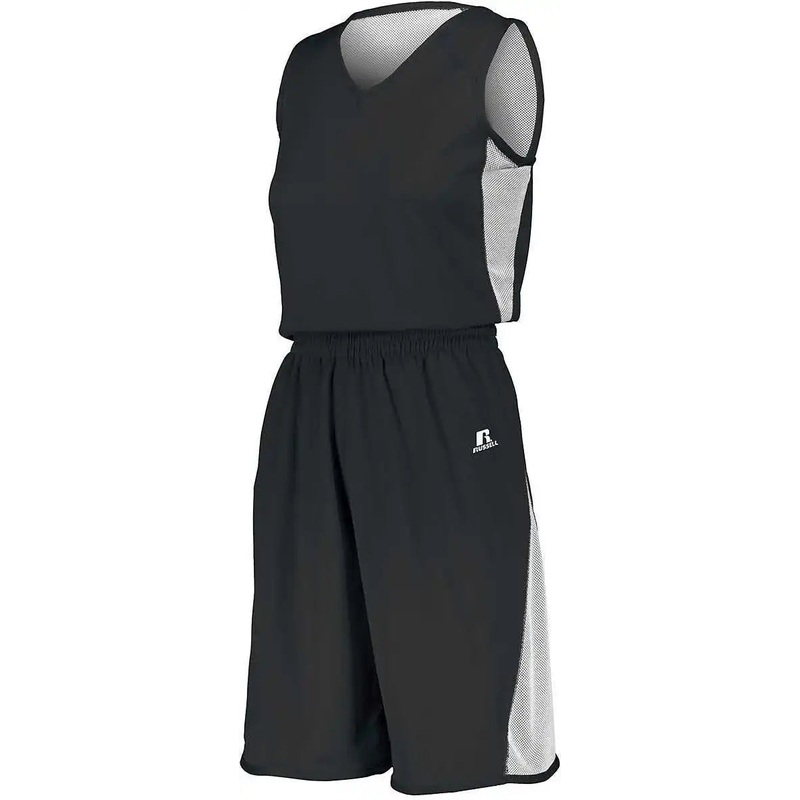 Russell 5R5DLX Ladies Undivided Single Ply Reversible Jersey – Black White