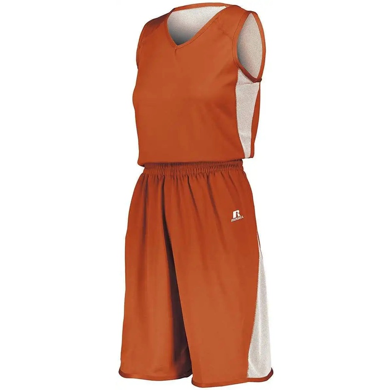 Russell 5R5DLX Ladies Undivided Single Ply Reversible Jersey – Burnt Orange White