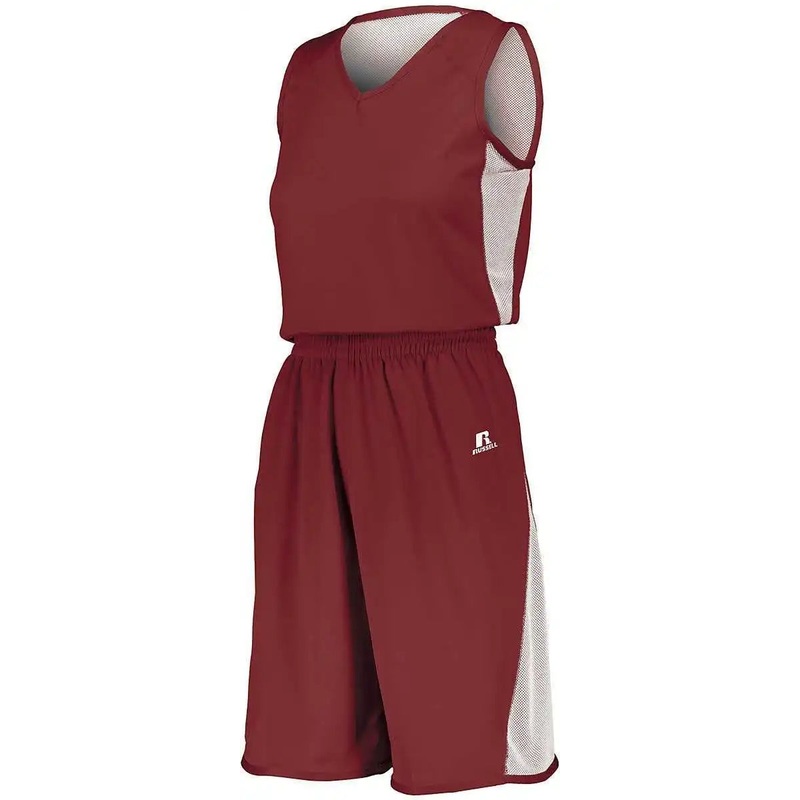 Russell 5R5DLX Ladies Undivided Single Ply Reversible Jersey – Cardinal White