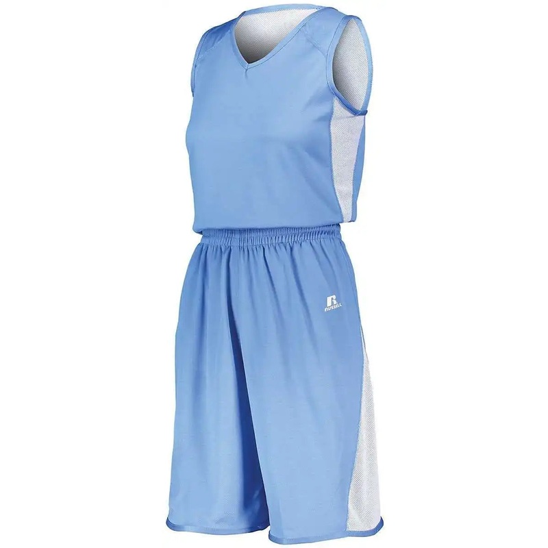 Russell 5R5DLX Ladies Undivided Single Ply Reversible Jersey – Columbia Blue White