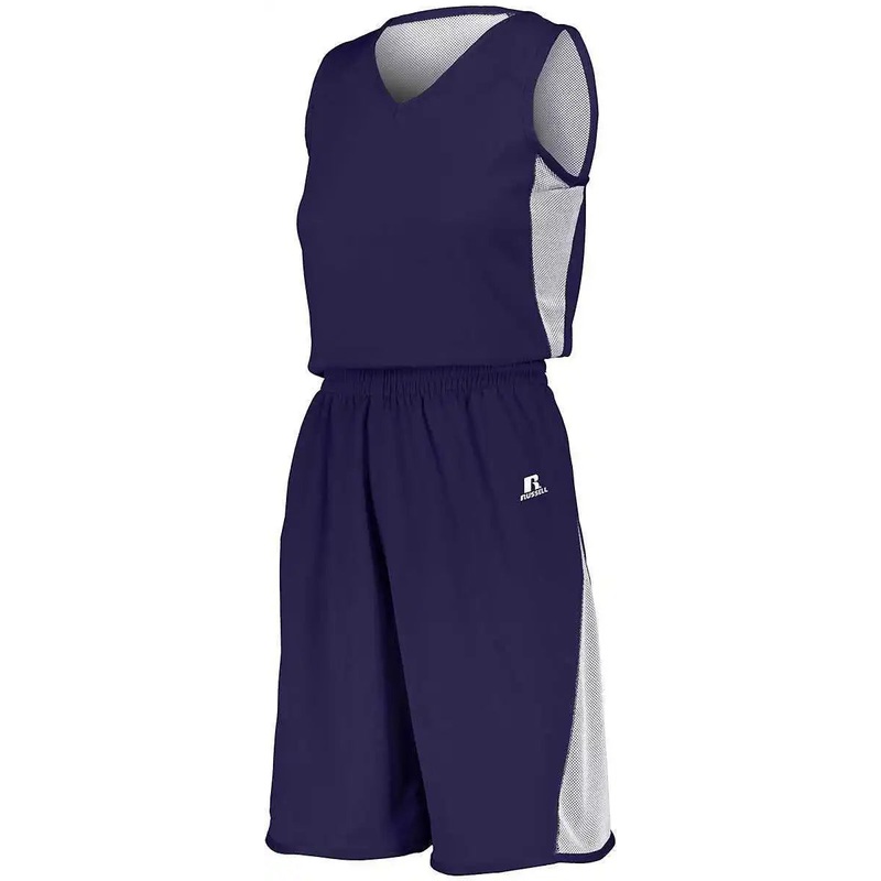 Russell 5R5DLX Ladies Undivided Single Ply Reversible Jersey – Purple White