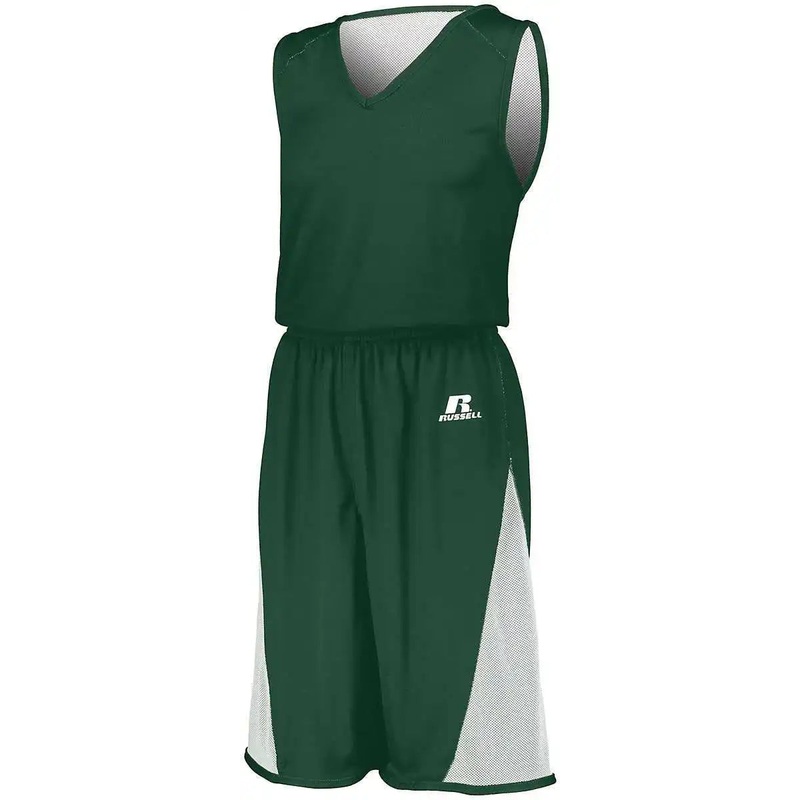 Russell 5R6DLB Youth Undivided Single Ply Reversible Shorts – Dark Green White