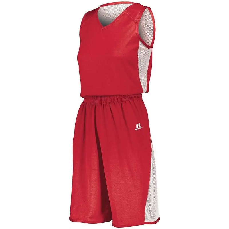 Russell 5R6DLX Ladies Undivided Single Ply Reversible Shorts – True Red White