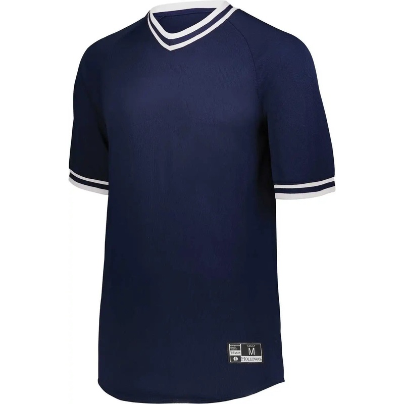 Holloway 221021 Retro V-Neck Baseball Jersey – Navy White