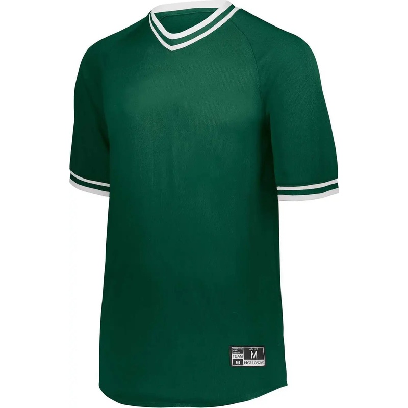Holloway 221221 Youth Retro V-Neck Baseball Jersey – Forest White