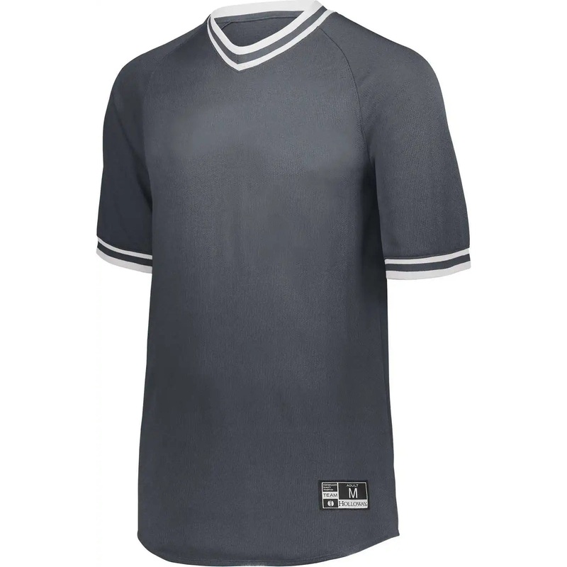 Holloway 221221 Youth Retro V-Neck Baseball Jersey – Graphite White