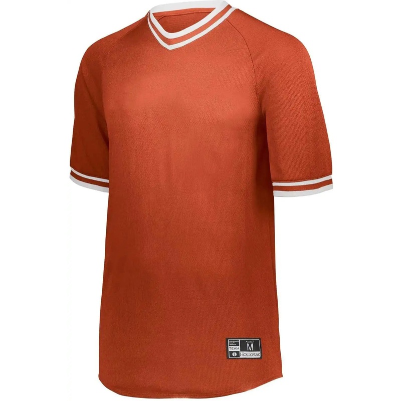 Holloway 221221 Youth Retro V-Neck Baseball Jersey – Orange White