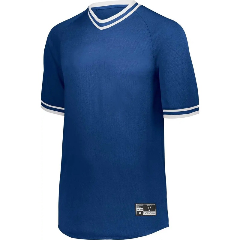 Holloway 221221 Youth Retro V-Neck Baseball Jersey – Royal White