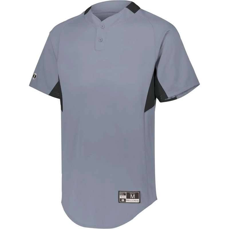 Holloway 221224 Youth  Game7 Two-Button Baseball Jersey – Blue Grey Black