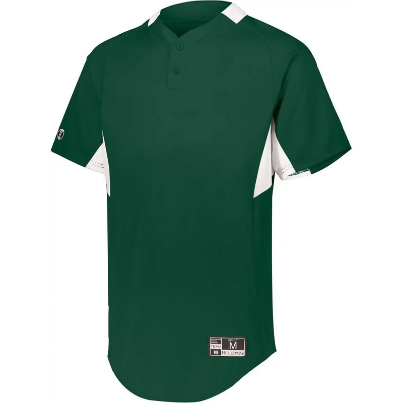 Holloway 221224 Youth  Game7 Two-Button Baseball Jersey – Forest White