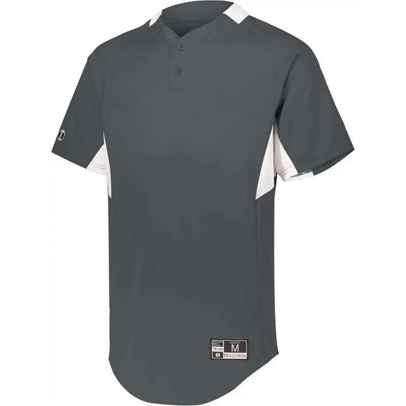 Holloway 221224 Youth  Game7 Two-Button Baseball Jersey – Graphite White