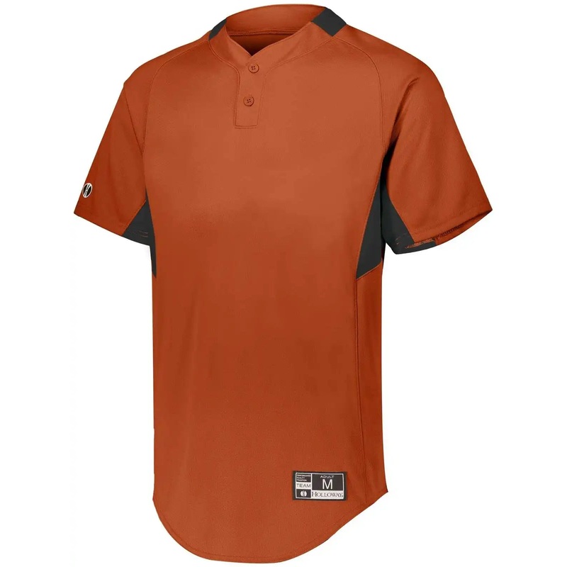 Holloway 221224 Youth  Game7 Two-Button Baseball Jersey – Orange Black
