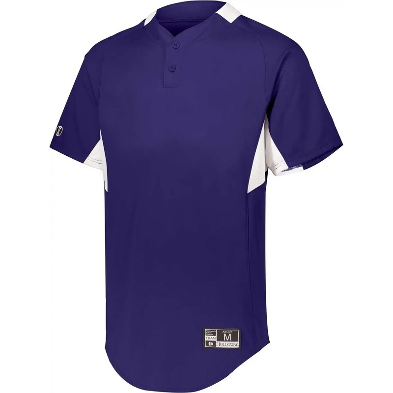 Holloway 221224 Youth  Game7 Two-Button Baseball Jersey – Purple White