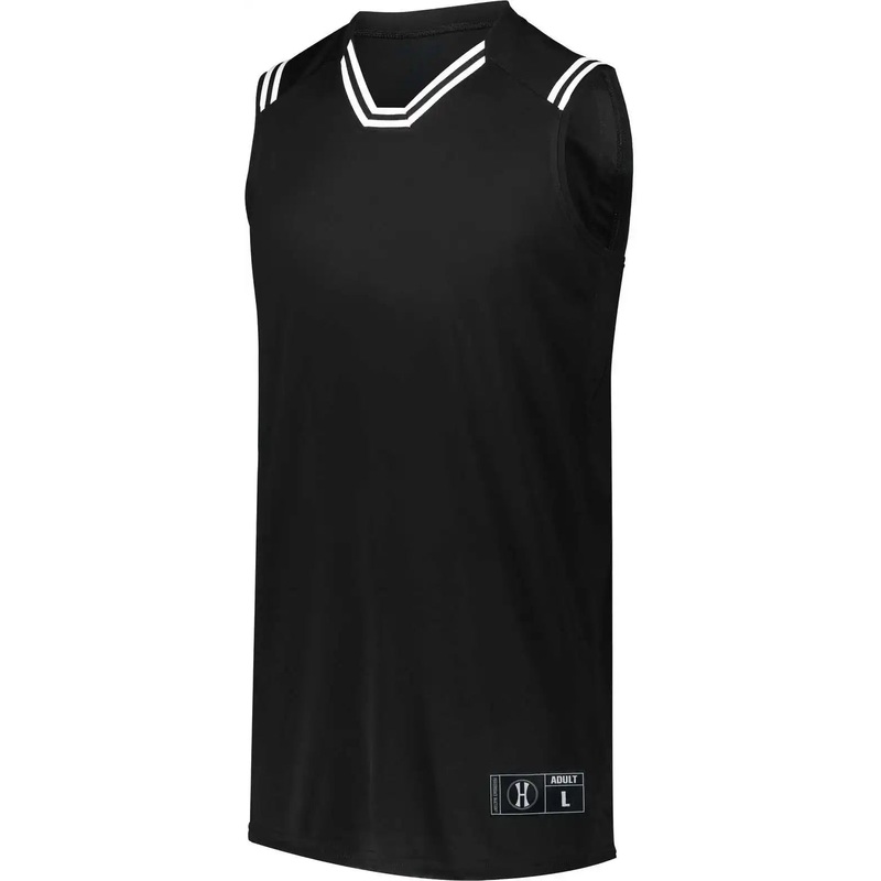 Holloway 224276 Youth Retro Basketball Jersey – Black White