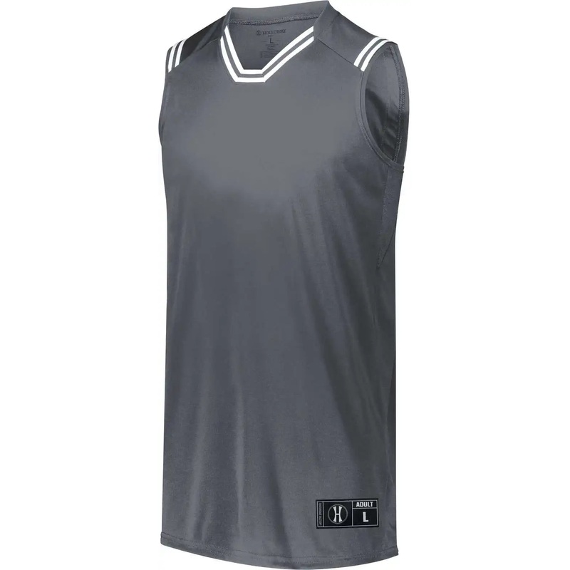 Holloway 224276 Youth Retro Basketball Jersey – Graphite White