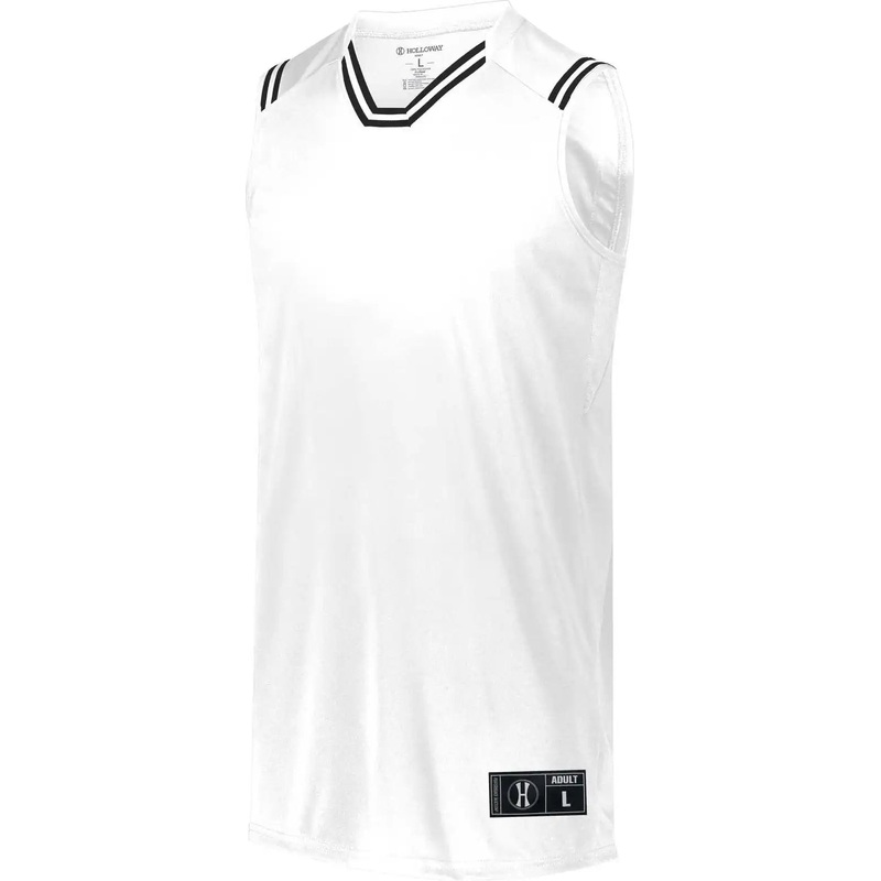 Holloway 224276 Youth Retro Basketball Jersey – White Black