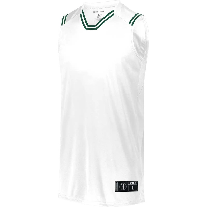 Holloway 224276 Youth Retro Basketball Jersey – White Forest