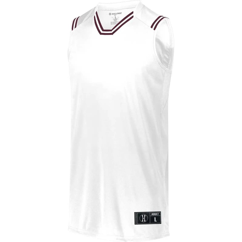 Holloway 224276 Youth Retro Basketball Jersey – White Maroon