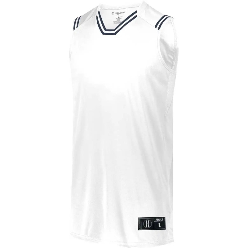 Holloway 224276 Youth Retro Basketball Jersey – White Navy