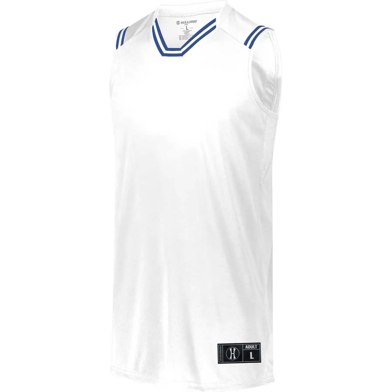 Holloway 224276 Youth Retro Basketball Jersey – White Royal