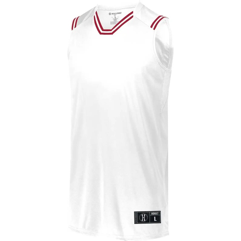 Holloway 224276 Youth Retro Basketball Jersey – White Scarlet