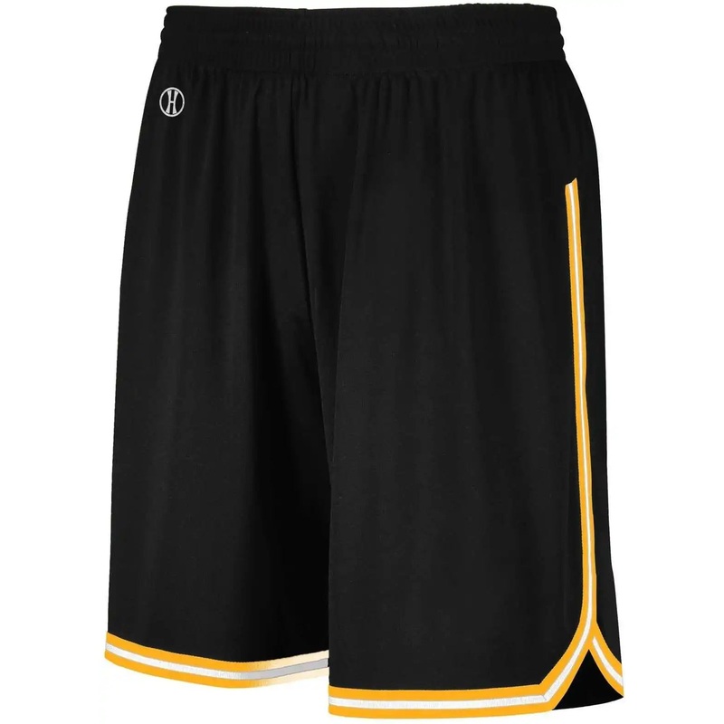 Holloway 224277 Youth Retro Basketball Shorts – Black Light Gold White