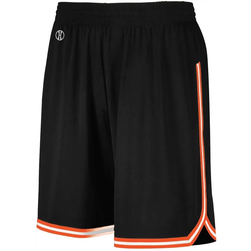 Holloway 224277 Youth Retro Basketball Shorts – Black Orange White